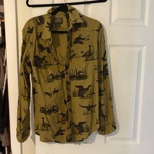Filson Olive Shirt with Dark Wildlife Design